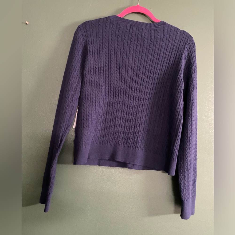 NWT cable knit cardigan Old Navy SoSoft Dark Blue Sweater braided twist cropped - Picture 14 of 14